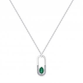 Колье из белого золота Мастер Бриллиант 05M6-260737-99-01 с бриллиантом и изумрудом 05M6-260737-99-01 фото