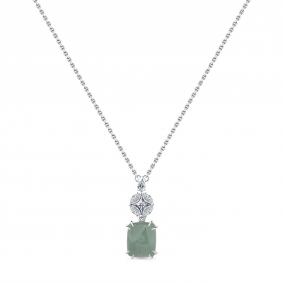 Колье из белого золота Мастер Бриллиант 05M6-260756-00-40 с бриллиантом и аквамарином 05M6-260756-00-40 фото