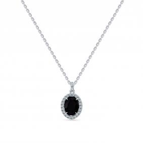 Колье из белого золота Мастер Бриллиант 05M6-260766-00-02 с бриллиантом и сапфиром 05M6-260766-00-02 фото