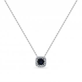 Колье из белого золота Мастер Бриллиант 05M6-260771-00-02 с бриллиантом и сапфиром 05M6-260771-00-02 фото