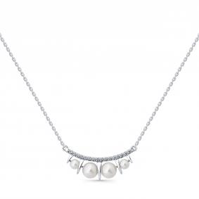 Колье из белого золота Мастер Бриллиант 05M6-260794-01-28 с бриллиантом и жемчугом 05M6-260794-01-28 фото