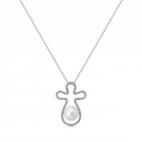 Колье из белого золота Мастер Бриллиант 05M6-260807-70-28 с бриллиантом и жемчугом 05M6-260807-70-28 фото