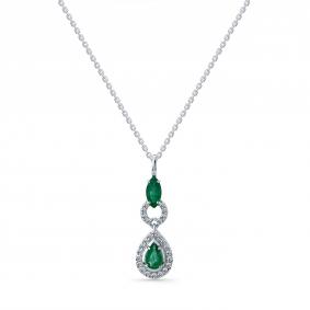 Колье из белого золота Мастер Бриллиант 05M6-260821-97-01 с бриллиантом и изумрудом 05M6-260821-97-01 фото