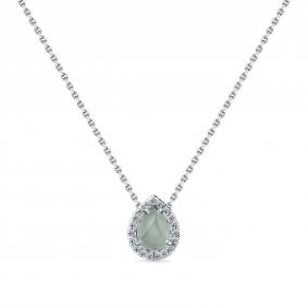 Колье из белого золота Мастер Бриллиант 05M6-260832-00-40 с бриллиантом и аквамарином 05M6-260832-00-40 фото