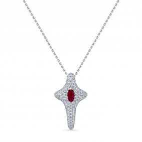 Колье из белого золота Мастер Бриллиант 05M6-260860-00-03 с бриллиантом и рубином 05M6-260860-00-03 фото