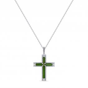 Колье-крест из белого золота Мастер Бриллиант с бриллиантом,сапфиром и турмалином 05M6-260867-00-55 05M6-260867-00-55 фото