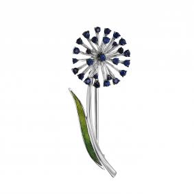 Брошь из белого золота Мастер Бриллиант 05M7-270323-00-02 с сапфиром и эмалью 05M7-270323-00-02 фото