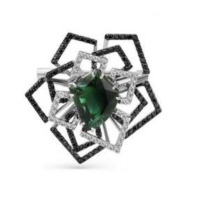 Брошь из белого золота Мастер Бриллиант 05M7-270340-01-55 с бриллиантом и турмалином 05M7-270340-01-55 фото