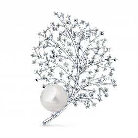 Из белого золота Мастер Бриллиант 05M7-270418-00-28 с бриллиантом и жемчугом 05M7-270418-00-28 фото