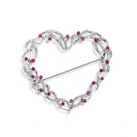 Брошь из белого золота Мастер Бриллиант 05M7-320-03 с бриллиантом и рубином 05M7-320-03 фото