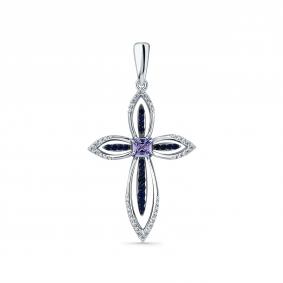 Подвеска из белого золота Мастер Бриллиант 05M8-280390-00-55 с бриллиантом, сапфиром и танзанитом 05M8-280390-00-55 фото