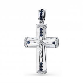 Подвеска из белого золота Мастер Бриллиант 05M8-280423-00-02 с бриллиантом и сапфиром 05M8-280423-00-02 фото