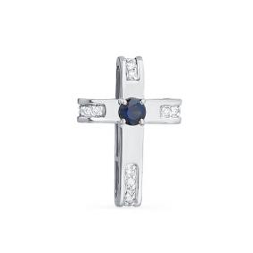 Подвеска из белого золота Мастер Бриллиант 05M8-338-02 с бриллиантом и сапфиром 05M8-338-02 фото