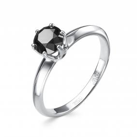 Кольцо из белого золота Бриллианты Костромы 05БК01-1694/7 с чёрным бриллиантом 05БК01-1694/7 фото