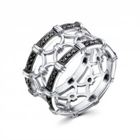 Кольцо из белого золота Бриллианты Костромы 05БК01-3731/7 с чёрным бриллиантом 05БК01-3731/7 фото