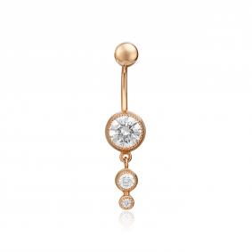 Золотой пирсинг в пупок Platina с фианитом 06-0646-00-401-1110-03 06-0646-00-401-1110-03 фото