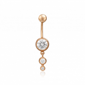 Золотой пирсинг в пупок Platina с фианитом 06-0646-00-501-1110-38 06-0646-00-501-1110-38 фото