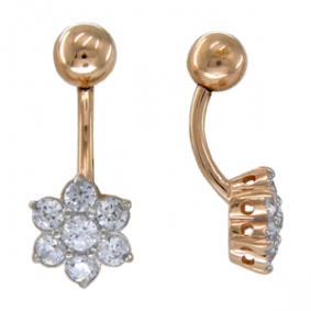 Золотой пирсинг в пупок Platina с фианитом 06-0716-00-401-1110-23 06-0716-00-401-1110-23 фото