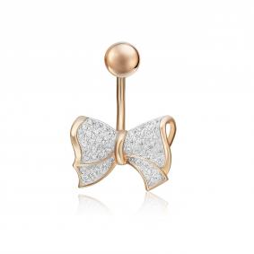 Золотой пирсинг в пупок Platina с фианитом 06-1335-00-401-1110-32 06-1335-00-401-1110-32 фото