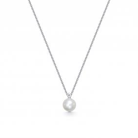 Серебряное колье АЛЬКОР 06-2174/БРЖБ-00 с бриллиантом и жемчугом 06-2174/БРЖБ-00 фото