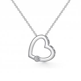 Серебряное колье АЛЬКОР 06-2304/000Б-00 с бриллиантом 06-2304/000Б-00 фото