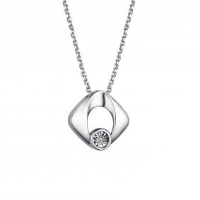 Серебряное колье АЛЬКОР 06-2309/000Б-00 с бриллиантом 06-2309/000Б-00 фото