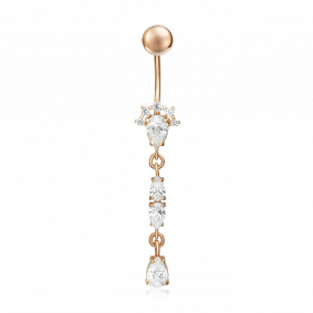 Золотой пирсинг в пупок Platina с фианитом 06-2540-00-401-1110-03 06-2540-00-401-1110-03 фото