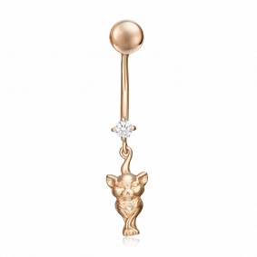 Золотой пирсинг в пупок Platina с фианитом 06-2548-00-401-1110-03 06-2548-00-401-1110-03 фото