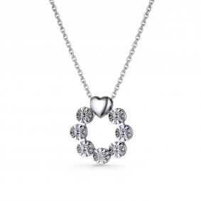 Серебряное колье АЛЬКОР 06-3159/000Б-00 с бриллиантом 06-3159/000Б-00 фото