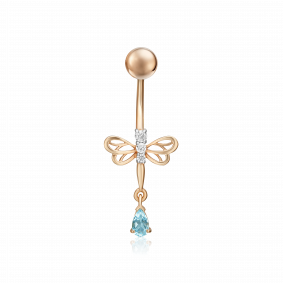 Золотой пирсинг в пупок Platina с фианитом и топазом 06-3302-00-207-1110-46 06-3302-00-207-1110-46 фото