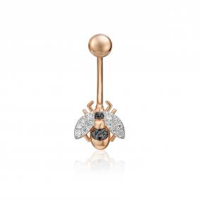 Золотой пирсинг в пупок Platina с фианитом 06-3303-00-403-1110-03 06-3303-00-403-1110-03 фото