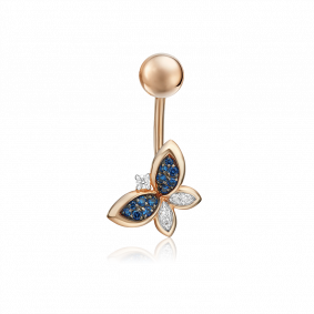 Золотой пирсинг в пупок Platina с фианитом 06-3304-00-404-1110-03 06-3304-00-404-1110-03 фото