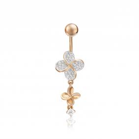 Золотой пирсинг в пупок Platina с фианитом 06-3307-00-401-1110-32 06-3307-00-401-1110-32 фото