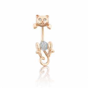 Золотой пирсинг в пупок Platina с фианитом 06-3312-00-401-1110-03 06-3312-00-401-1110-03 фото