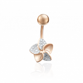 Золотой пирсинг в пупок Platina с фианитом 06-3313-00-401-1110-23 06-3313-00-401-1110-23 фото