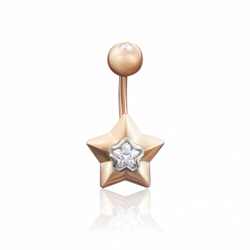 Пирсинг в пупок из комбинированного золота Platina с фианитом 06-3319-00-501-1111-38 06-3319-00-501-1111-38 фото