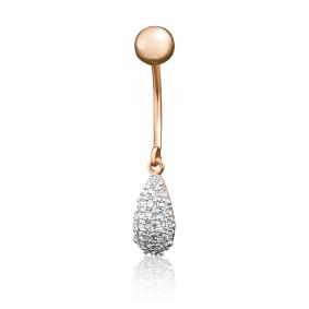 Золотой пирсинг в пупок Platina с фианитом 06-3322-00-801-1110-55 06-3322-00-801-1110-55 фото