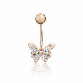 Золотой пирсинг в пупок Platina с фианитом 06-3323-00-801-1110-55 06-3323-00-801-1110-55 фото