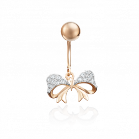 Золотой пирсинг в пупок Platina с ювелирным кристаллом 06-3324-00-801-1110-55 06-3324-00-801-1110-55 фото