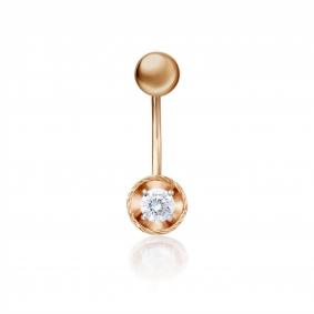 Золотой пирсинг в пупок Platina с фианитом 06-3327-00-501-1110-38 06-3327-00-501-1110-38 фото
