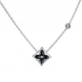 Серебряное колье АЛЬКОР 06-3361/000Б-00 с бриллиантом и эмалью 06-3361/000Б-00 фото
