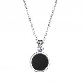 Серебряное колье АЛЬКОР 06-3731/00ОН-00 с фианитом и ониксом 06-3731/00ОН-00 фото