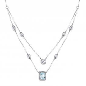 Серебряное колье АЛЬКОР 06-3857/00ТБ-00 с топазом и фианитом 06-3857/00ТБ-00 фото