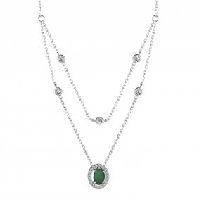 Серебряное колье АЛЬКОР 06-3861/00АГ-00 с фианитом и агатом 06-3861/00АГ-00 фото