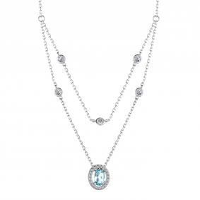 Серебряное колье АЛЬКОР 06-3861/00ТБ-00 с топазом и фианитом 06-3861/00ТБ-00 фото