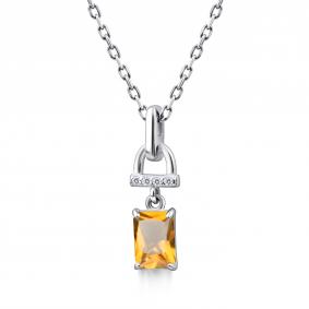 Серебряное колье АЛЬКОР 06-4463/00ЦТ-00 с фианитом и цитрином 06-4463/00ЦТ-00 фото