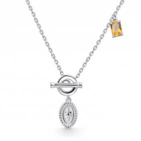 Серебряное колье АЛЬКОР 06-4623/00ЦТ-00 с цитрином 06-4623/00ЦТ-00 фото