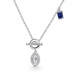 Серебряное колье АЛЬКОР 06-4623/0ГТС-00 с гидротермальным сапфиром 06-4623/0ГТС-00 фото