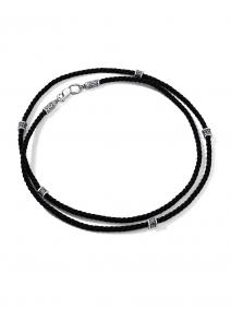 Текстильный шнурок с декоративным элементом и замком из черненого серебра АЛЬКОР 06-4652/0000-09 06-4652/0000-09 фото