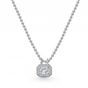 Серебряное колье АЛЬКОР 06-5029/00ГХ-00 с фианитом и горным хрусталём 06-5029/00ГХ-00 фото